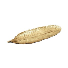 Deco 79 Glam Resin Decorative Bowl Ps Gold Feather Tray 26" W, 2" H-62480, 26" x 2"