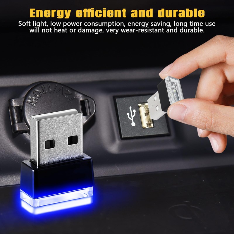 Wuyaoyao 4PCS USB LED Car Interior Atmosphere Lamp, Plug-in USB