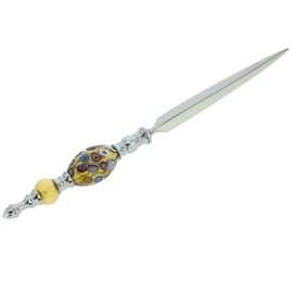 Glass Of Venice Murano Glass Letter Opener - Gold Millefiori Olive