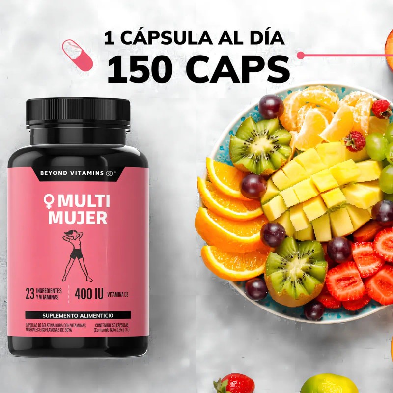 Multi Vitaminico Para Mujer Contiene Goji, Bilberry, Mangosta, Magnesio, Biotina,