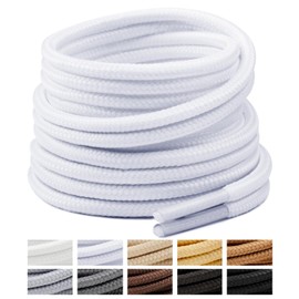 Handshop 2 Pairs Round Boots Shoelaces 3.5 MM Athletic Replacement Shoe Laces 30-63” Shoestrings For Running Sporting Walking White 114