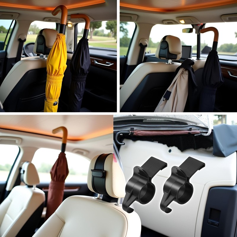 JJLFresheners 2 Pcs Car Umbrella Holder,Trunk Hooks Hanger Holder Clip,Universal