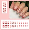 24 Pcs Pink Press On Nails Short Square,YEFIUO Spring Summer