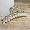 Gold Claw Clip Rhinestone Loop-Shaped Strong Hold Clips Large Pearl