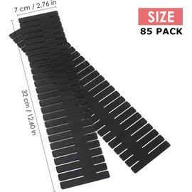 DVHOK 85Pcs Drawer Dividers, Adjustable Drawer Organiser, Cut at Will for Tidying Clutter Clothes, Socks, Makeup, Dresser, Kitchen Black