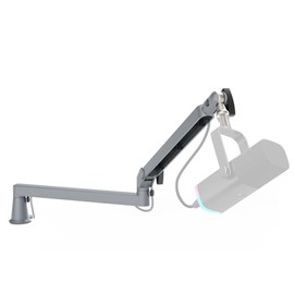 Aisryntek Microphone Boom Arm, Low Profile Mic Arm with 360° Rotation, Cable Management, Extended Riser, Mic Clip, Microphone Stand for Blue Yeti HyperX QuadCast Shure Elago(Grey)