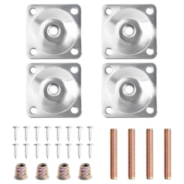Daelesr Set of 4 Furniture Leg Mounting Plates, M8 Furniture