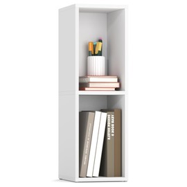 VASAGLE Custos Collection - Bookshelf, 2-Tier Bookcase, Book Shelf, Open Storage Shelf, 9.4 x 7.9 x 25.2 Inches, for Living Room, Home Office, Dining Room, Cloud White ULBC522W01