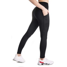 Yogipace Petite Women's 25" Yoga Workout Running Leggings with Side Pockets Black Size L