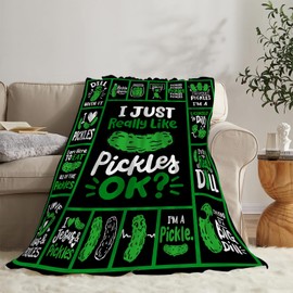 Pickle Blanket Super Soft Warm Pickle Fleece Throw Blanket I Just Really Like Pickle Women Girls Cozy Fluffy Lightweight Flannel Gifts Blankets for Men Adults 50"X40"