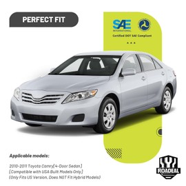 ROADEAL Headlights W/Bulbs for 2010 2011 Toyota Camry 4-Door Sedan Halogen Driver & Passenger Side (Only fits US Version, NOT fit hybrid models)