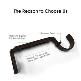 Curtain Rod Brackets Heavy Duty Drapery Hardware Adjustable Rod Holders for 7/8 or 1 Inch Rods, Set of 3 (Bronze, fits rods up to 1 inch)