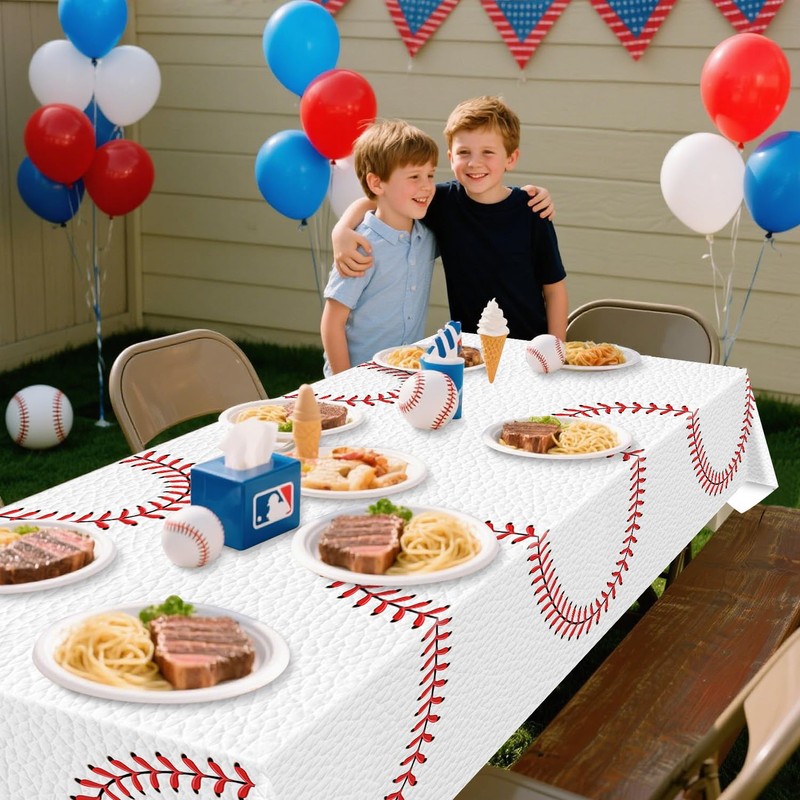 APUXXJUPA Baseball Tablecloth - Baseball Pattern Table Covers Plastic Waterproof