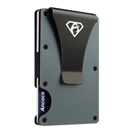 Ancocs Credit Card Holder Minimalist Design with Metal Money Clip -NFC RFID Blocking Slim Aluminum Wallet Purse Card Organizer for Men