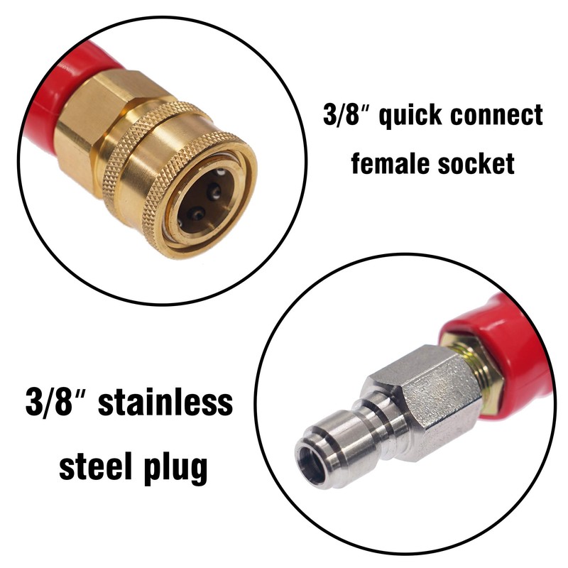 Hourleey 50FT Pressure Washer Hose with 3/8 Inch Quick Connect,