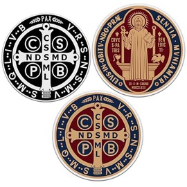 (3 PCs) St Benedict Medal Sticker Saint Benedict Stickers Christian Catholic Gift Waterproof Vinyl Sticker Decal for Laptop Water Bottle Hardhat 3 Inches