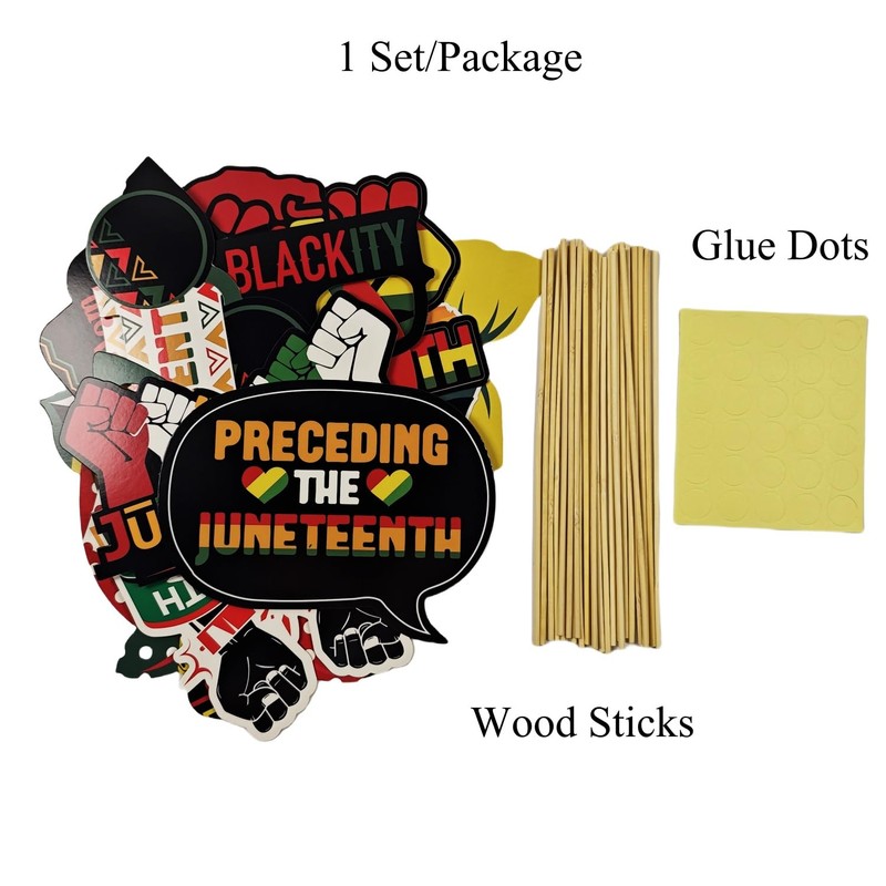 Juneteenth Photo Booth Props, 1865 Freedom Day Selfie Accessories, 25