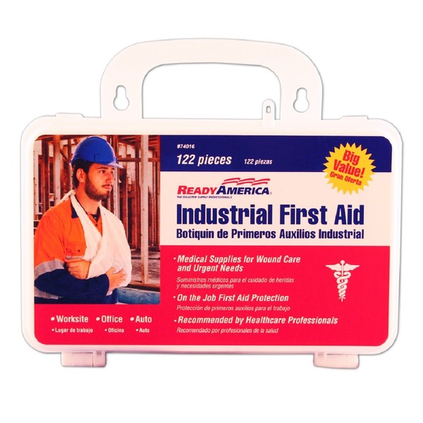 Ready America 74016 Industrial First Aid Kit, 122-Piece, Red
