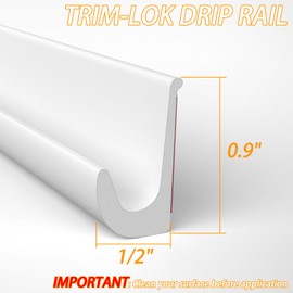 RV J-Shape Rain Gutter Rubber Drip Rail 40Ft, 1/2 Inch Self-Adhesive RV Trim Molding, RV Weather Stripping, Roof Rain Diverter Fit for Car, Truck, Boat (White, 40FT)