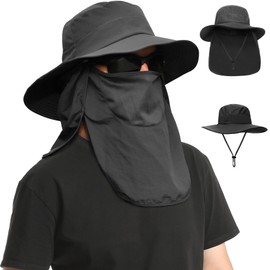 Sombrero de Pesca Protección UV, UPF50+ Sombrero para el Sol para Hombre y Mujer, Gorro Pescador con Cortinas para Cara y Cuello, Plegable y Impermeable, para Senderismo Camping Playa Jardín,Unisex