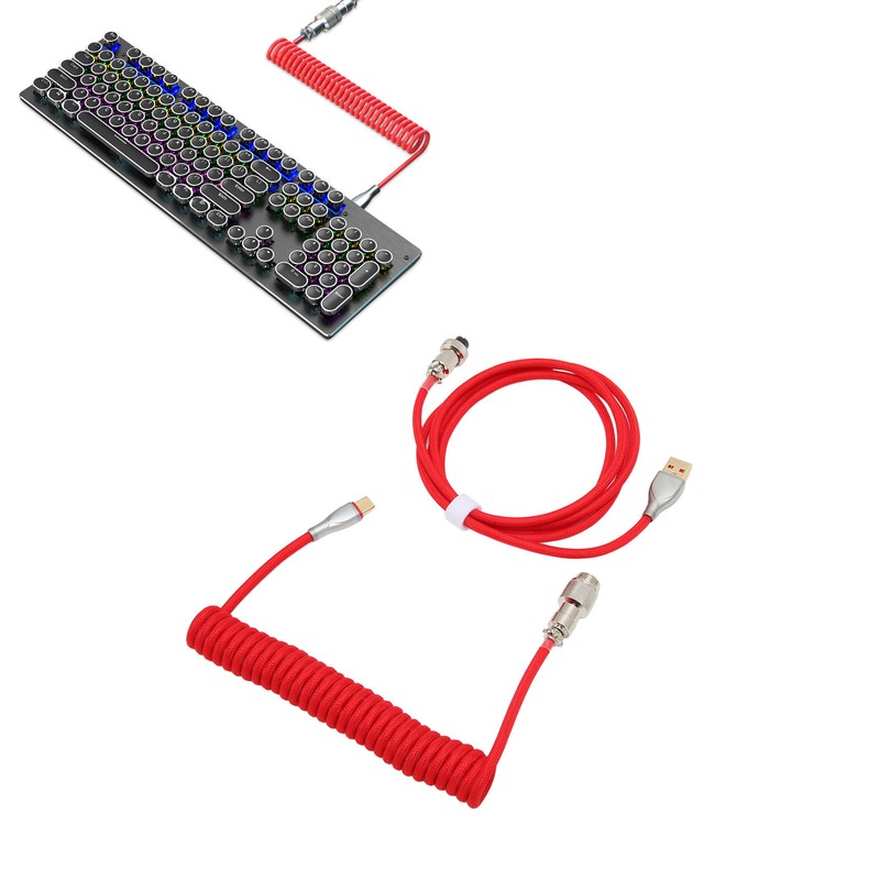 Mechanical Keyboard Cable Double Sleeve Custom Coiled with Detachable Metal