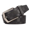 ASPALAND Men's Checkered Cow Leather Belt, Business and Casual, Belt
