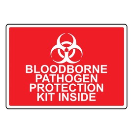 Bloodborne Pathogen Protection Kit Inside Sign Spill Clean-Up & Control Signs Style 23671 Caution Metal Tin Sign 8x12 Inch – Bold, High-Visibility Design for Safety