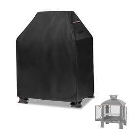 Outdoor Fireplace Cover,Heavy Duty 600D Waterproof Square Chimineas Fireplace Covers,Cover for Panovue Chiminea Fire Pit,32" L x 24" W x 45" H,Black