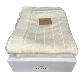 Atluxe Premium Washable Knitted Baby Blanket, 100% Organic Baby Blankets Neutral, Extra Fine 100% Merino Wool Soft Knit Baby Blanket Blanket (40 inch x 30 inch)