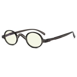 Eyekepper Blue Light Filter Glasses - Computer Reading Glasses - Small Round Blocking Readers Reading with Spring Hinges - Grey +1.25