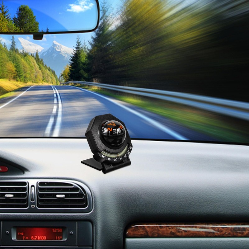 Yardwe Car Decoration Car Dash Compass Abs Black Car Compass