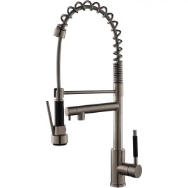 Modern Style Single Handle Kitchen Faucet Kit 2-Function Pull Sprayer Pot Filler High Arch Spring Spout Silver Model D0100H5G5FJtype: Silver 2-Function