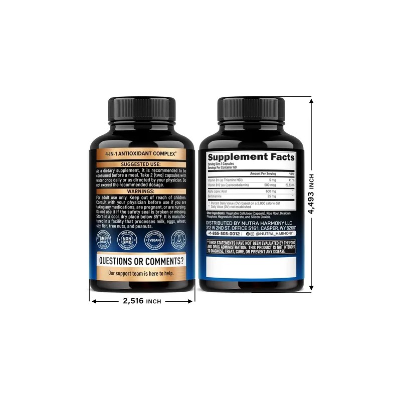 Acido Alfa Lipoico 600mg 120 Caps Nutra Harmony Hecho En
