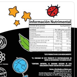 Natural Health. NeuroKIDS. Suplemento para Memoria, Concentración y Aprendizaje, con Ginseng, Alpha GPC, Vitamina B6 y B12. Gomitas Sabor Mandarina. R