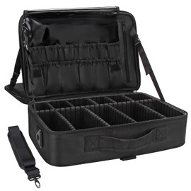 MONSTINA Large Capacity Makeup Case 3 Layers Cosmetic Organizer Brush Bag Makeup Train Case Makeup Artist Box for Hair Curler Hair Straightener Brush Set and Cosmetics