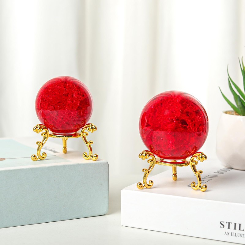 LONGWIN 60mm Ice Cracking Crystal Ball Decorative Glass Ball Home