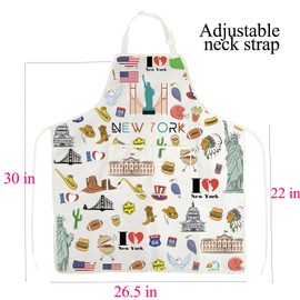 ENSIANTH New York Aprons New York Travel Gift NYC Gifts New York Kitchen Chef Cooking BBQ Grill Apron with Pocket (New York Aprons)