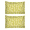 Oxford Pillowcases 2 Pack Pattern of Leaves Yellow Cotton Pillow