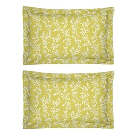 Oxford Pillowcases 2 Pack Pattern of Leaves Yellow Cotton Pillow Covers 2(50x75+5)
