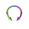 Vault 101 Limited Rainbow Horseshoe Bar, Lip Nose Septum Tragus Ear Ring Various Sizes with Cones (1.2mm(16g), 10 MM)