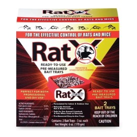 RatX 2 Pk Ready-to-Use Rat Bait Trays. Effective on All Species of Rats and Mice