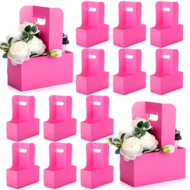 Kosiz 60 Pcs 2 Cups Drink Carrier with Handle 6.9 x 3.2 x 8.9 Inch Coffee Holder Paperboard Drink Caddy for Hot and Cold Beverage Takeout Cafe and Restaurant Xmas Wedding Food Delivery(Rose Red)