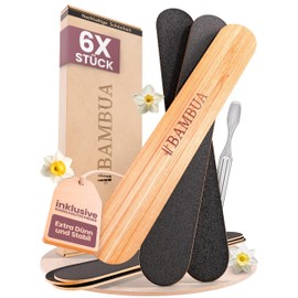 BAMBUA Nail File Set - (100% Plastic-Free) Nail File 100/180 Made of Bamboo for Higher Durability - Nail Files Natural Nails, Nail Files for Gel Nails, Files Nails, Nail File (6 Pieces + Cuticle