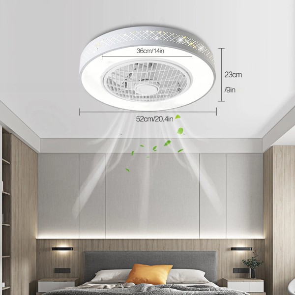 Remote LED Ceiling Fan Light Enclosed Chandelier Fan Lamp Dimmable