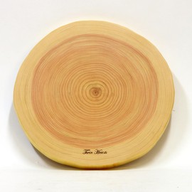 Cypress Annual Ring, Natural Single Board Cutting Board, Cooking Plate, Nearly Clean AB, Diameter 10.2 inches (26 cm)