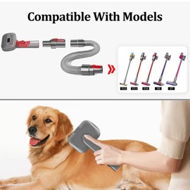 LAQVITA 3-in-1 Pet Dog Grooming Attachment Kit, Deshedding Brush Attachment for Dyson V15, V12, V11, V10, V8, V7 – Effective Grooming & Cleaning – Hair Grooming Tools for Dog and Cat, 6 Pack