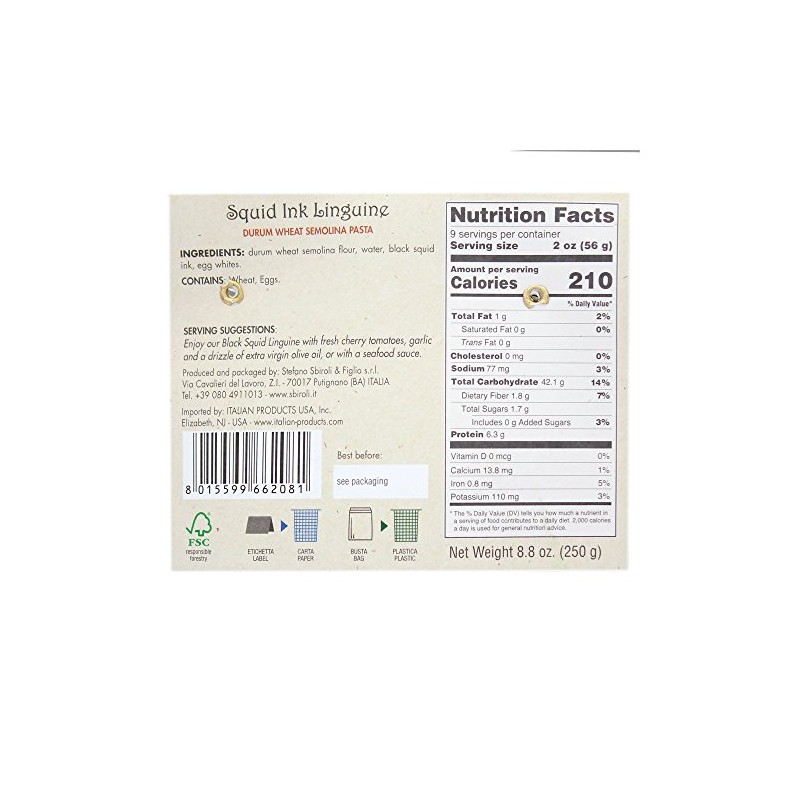 Sbiroli Flavored Linguine (Squid Ink, 4 pack)