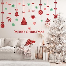 Merry Christmas Wall Decals Xmas Pine Cone Snowflake Wall Stickers Christmas Winter Home Wall Art Decor for Kids Room Classroom Office Bedroom Living Room Kitchen Playroom Decor (Christmas 4)