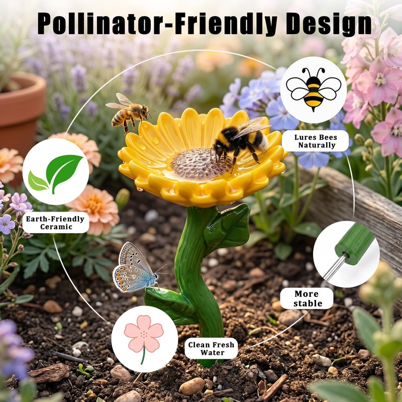 5 Set Bee Watering Station Insect Drinking Cups for Garden