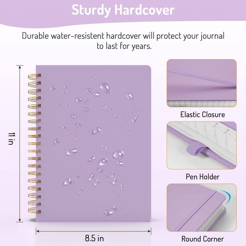 Forvencer A4 Lined Spiral Journal Notebook with 300 Numbered Pages,